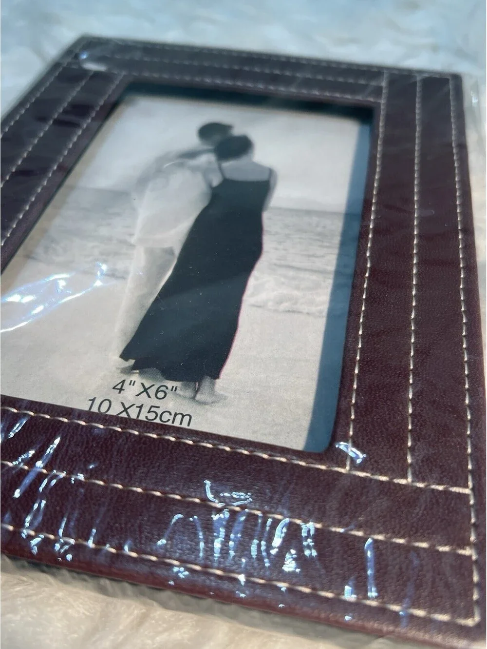 2 Brown Leather Photo Frames 4”x 6”